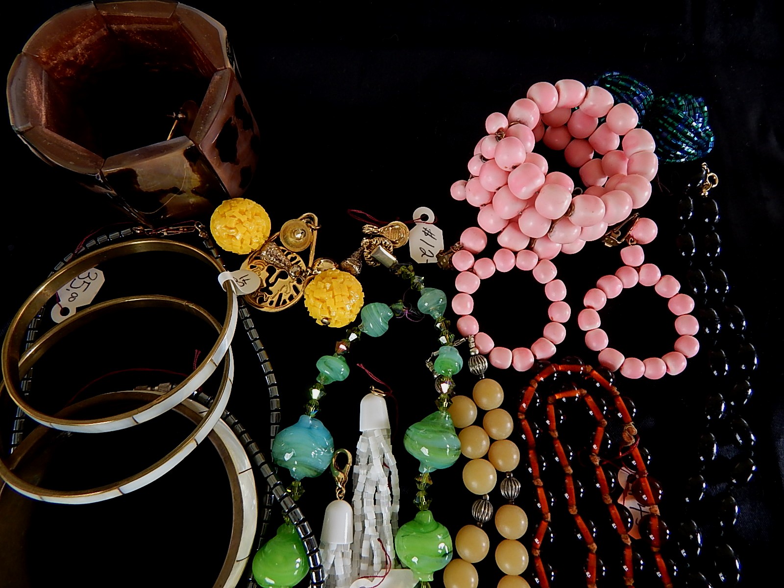 Large Lot of Vintage Glass, Beaded, Shell Costume Jewelry