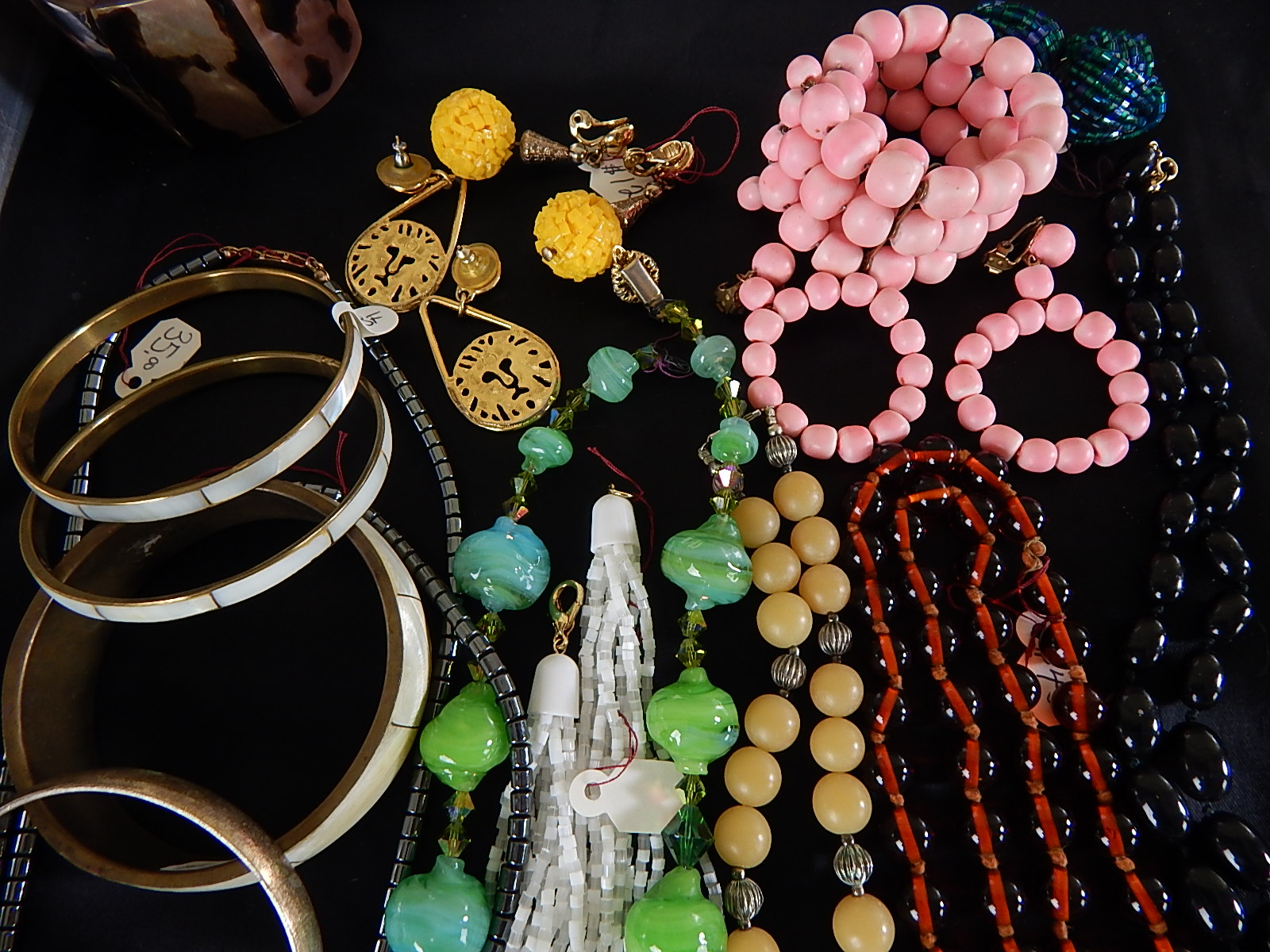 Large Lot of Vintage Glass, Beaded, Shell Costume Jewelry