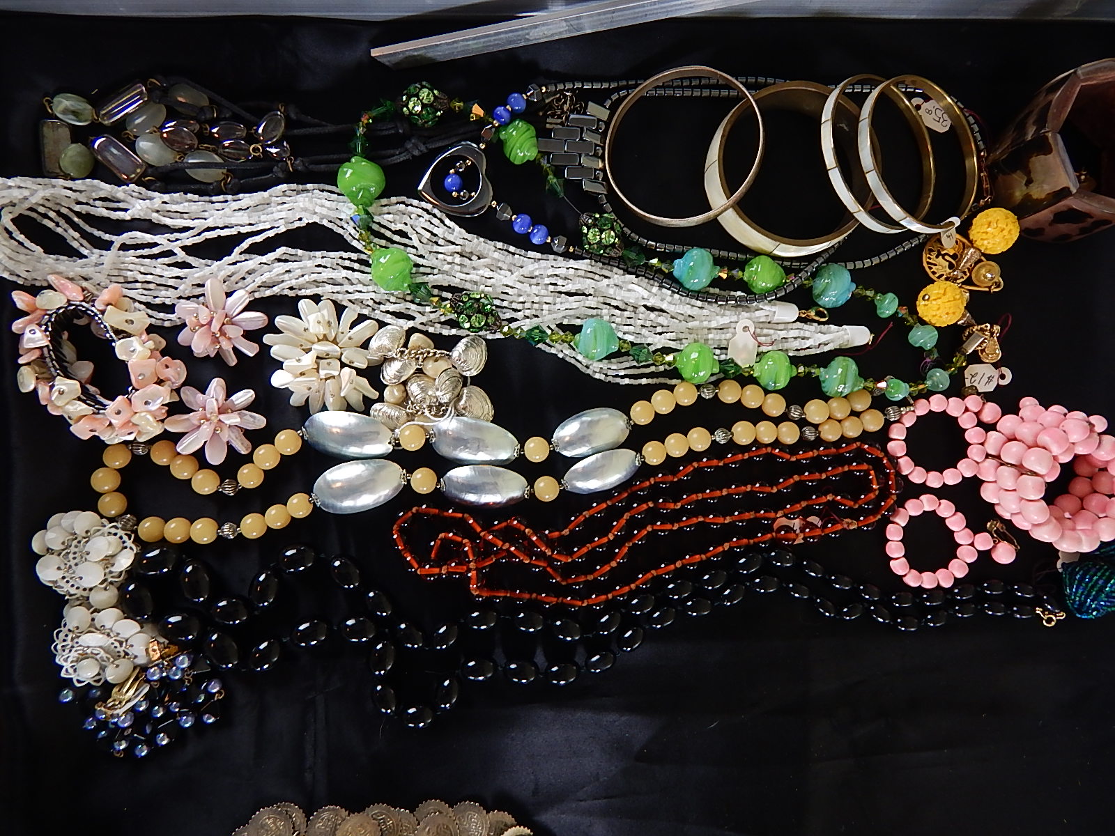Large Lot of Vintage Glass, Beaded, Shell Costume Jewelry