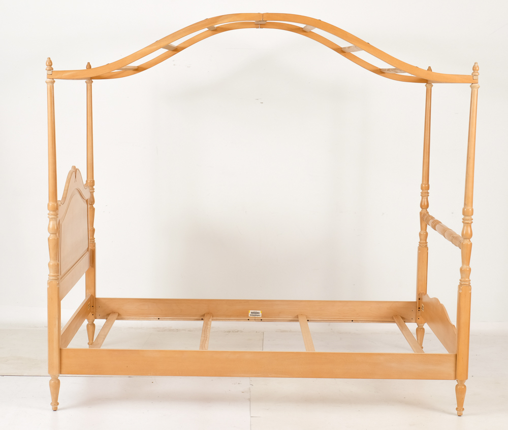 Ethan Allen "Country French" Blonde Double Canopy Bed