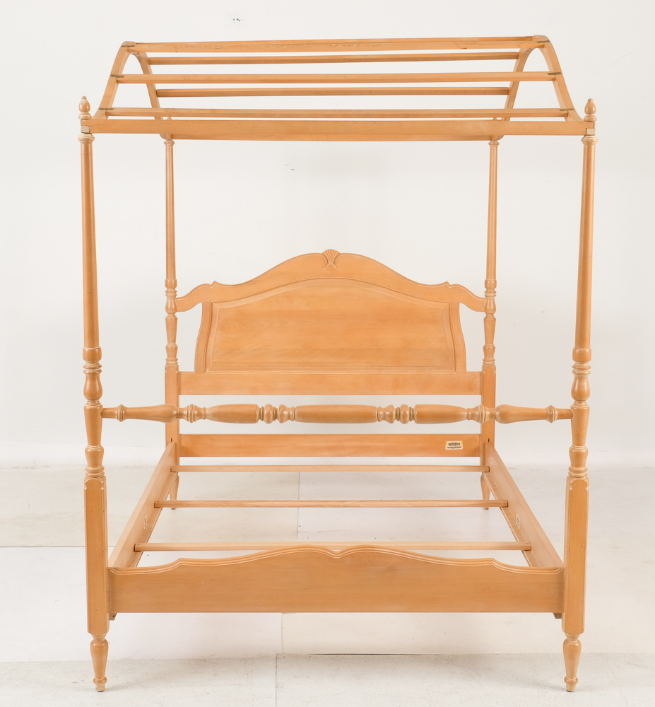 Ethan Allen "Country French" Blonde Double Canopy Bed