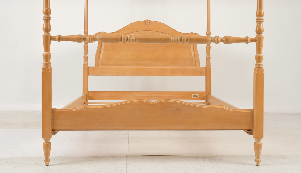 Ethan Allen "Country French" Blonde Double Canopy Bed