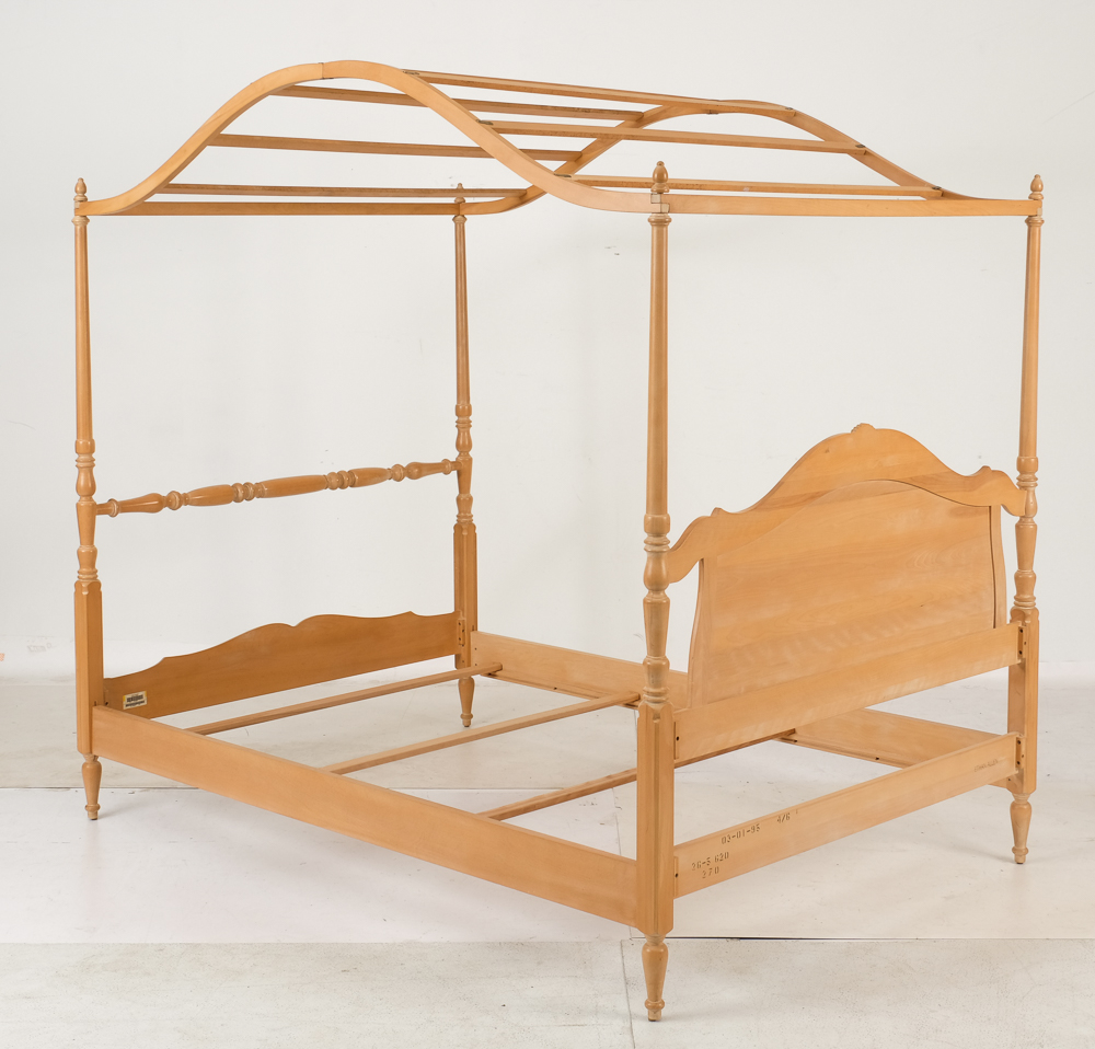 Ethan Allen "Country French" Blonde Double Canopy Bed