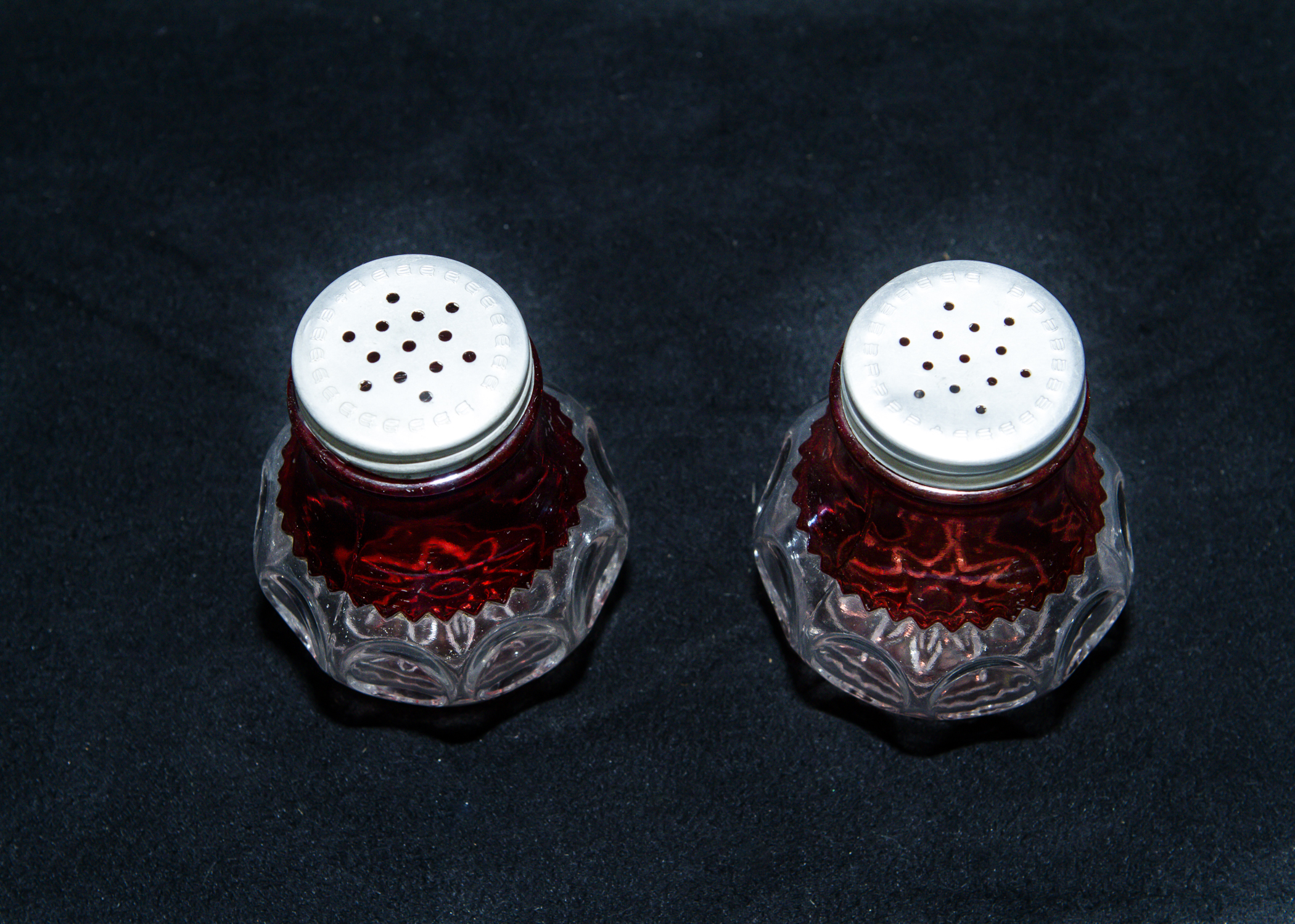 Cut Glass Sugar Caddy Set