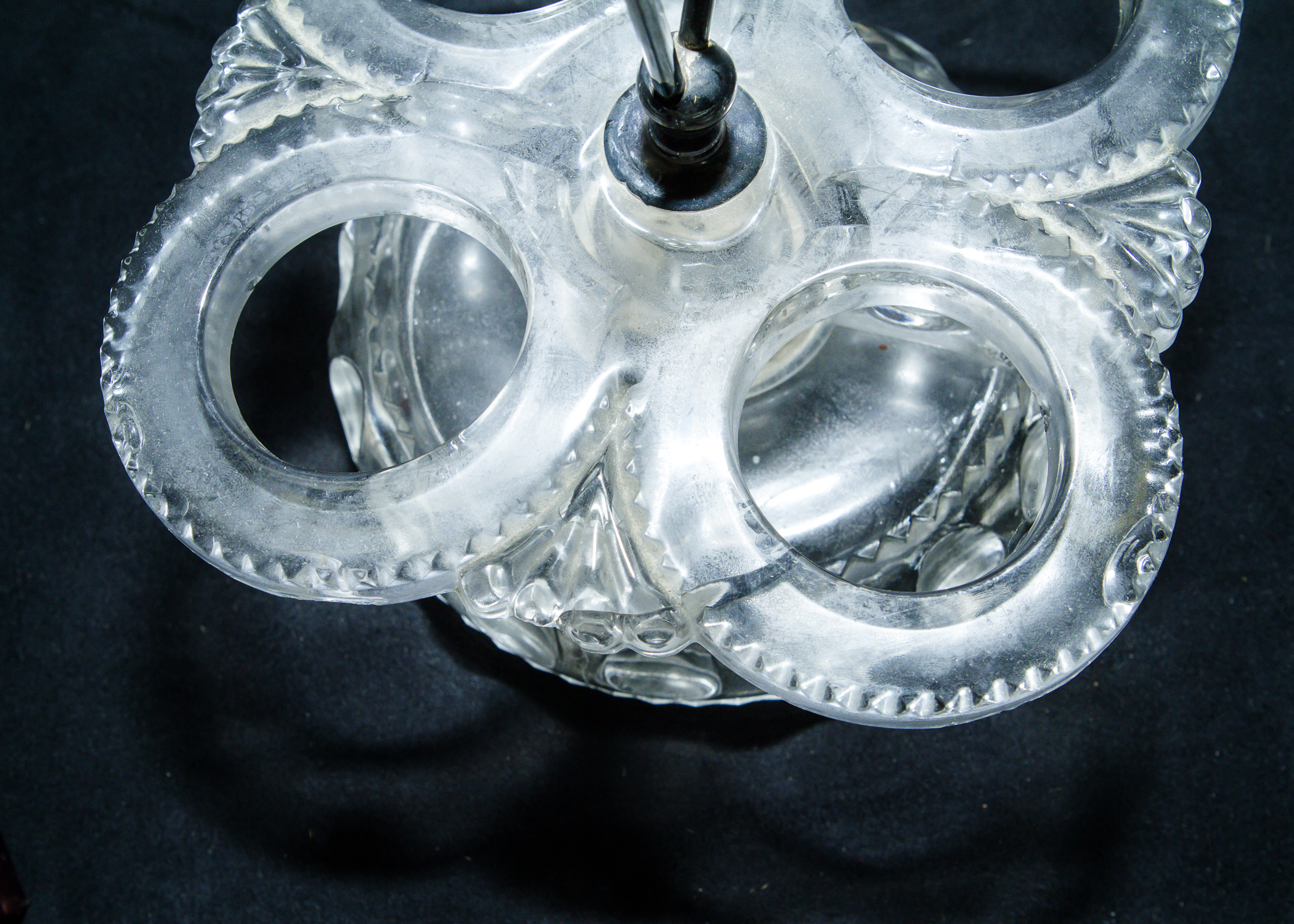 Cut Glass Sugar Caddy Set