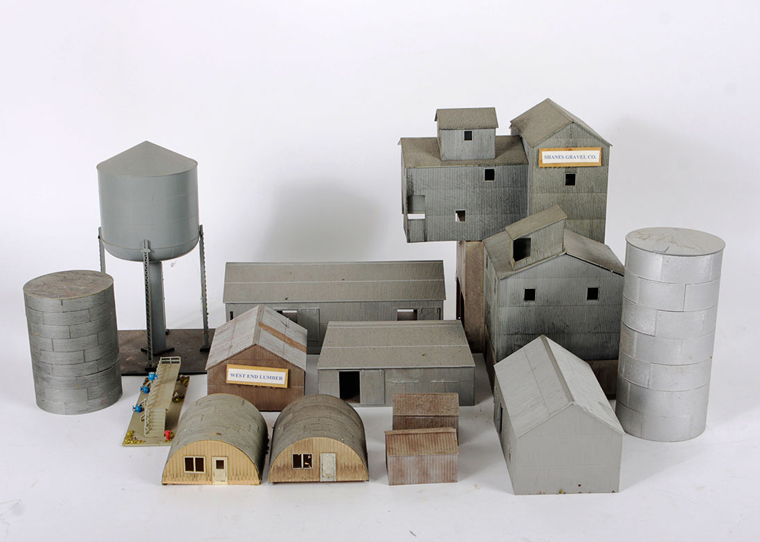 Collection of Grey HO Scale Industrial Buildings