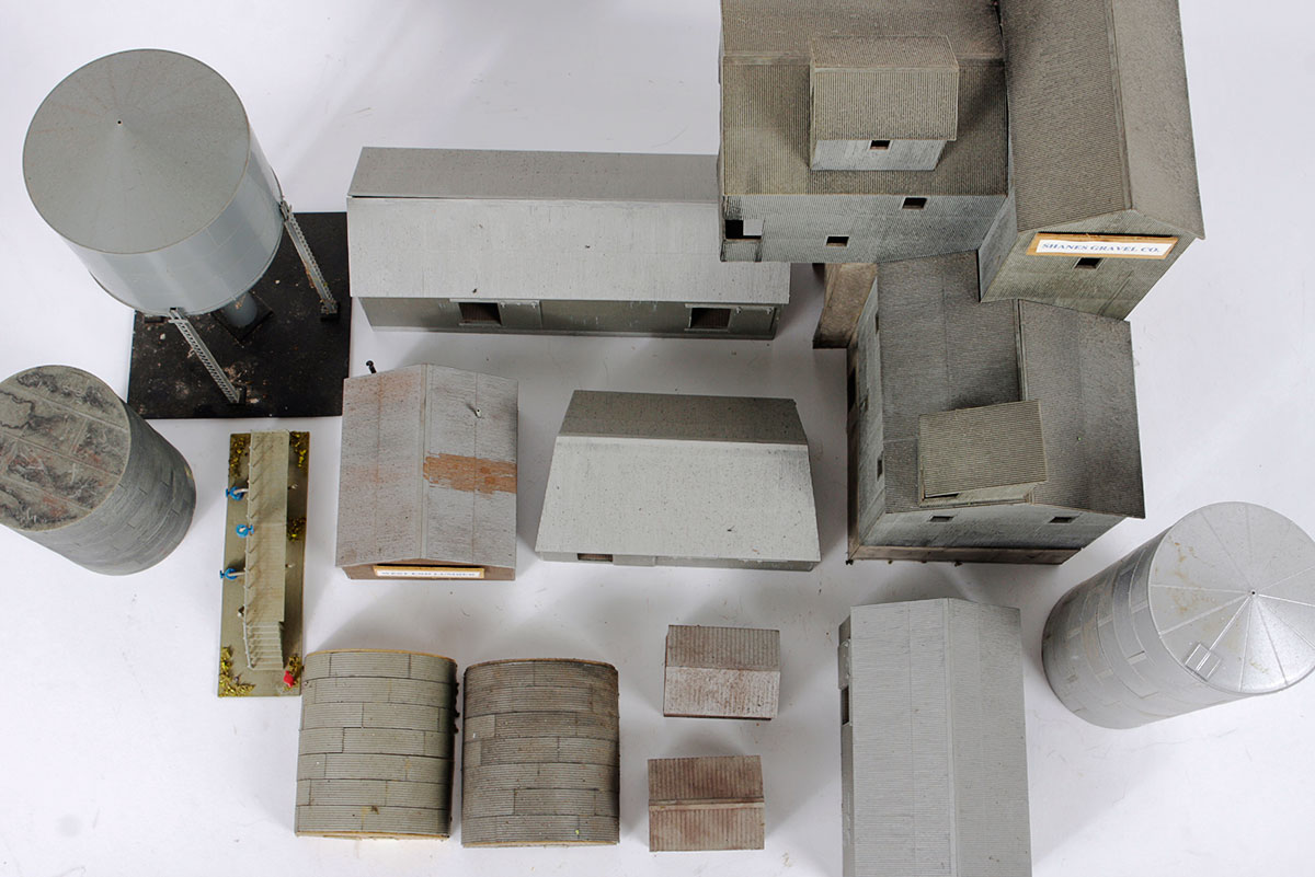 Collection of Grey HO Scale Industrial Buildings