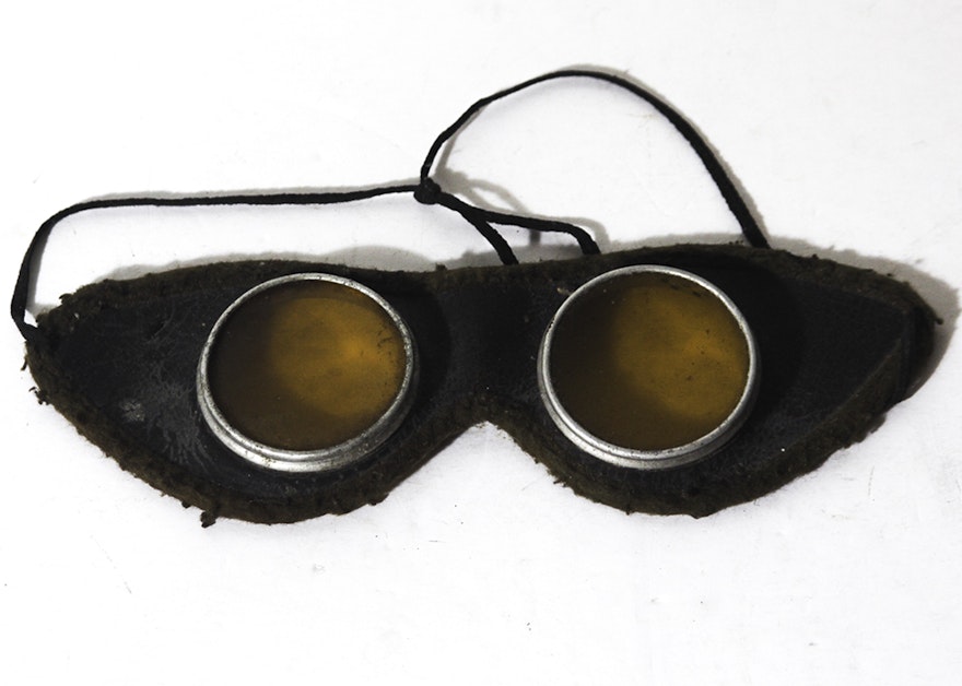 Antique Leather Amber Lens Riding Goggles