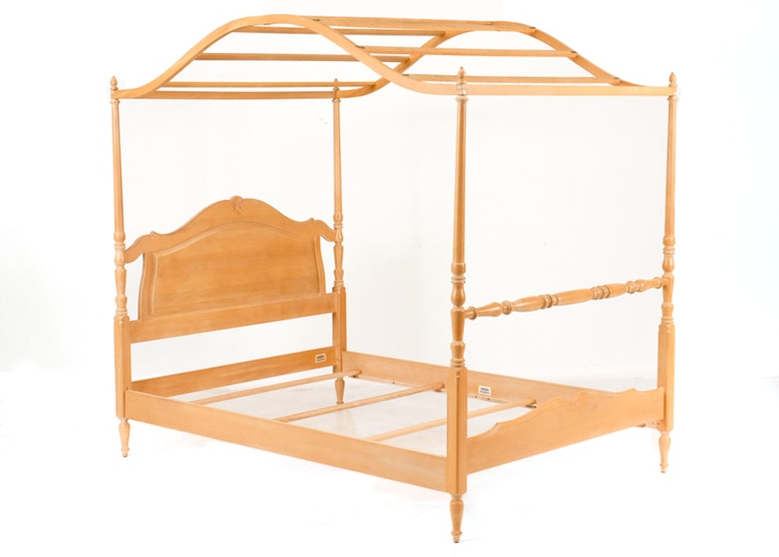 Ethan Allen "Country French" Blonde Double Canopy Bed