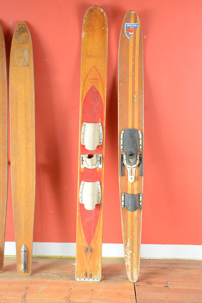 Group of Vintage Wooden Water Skis