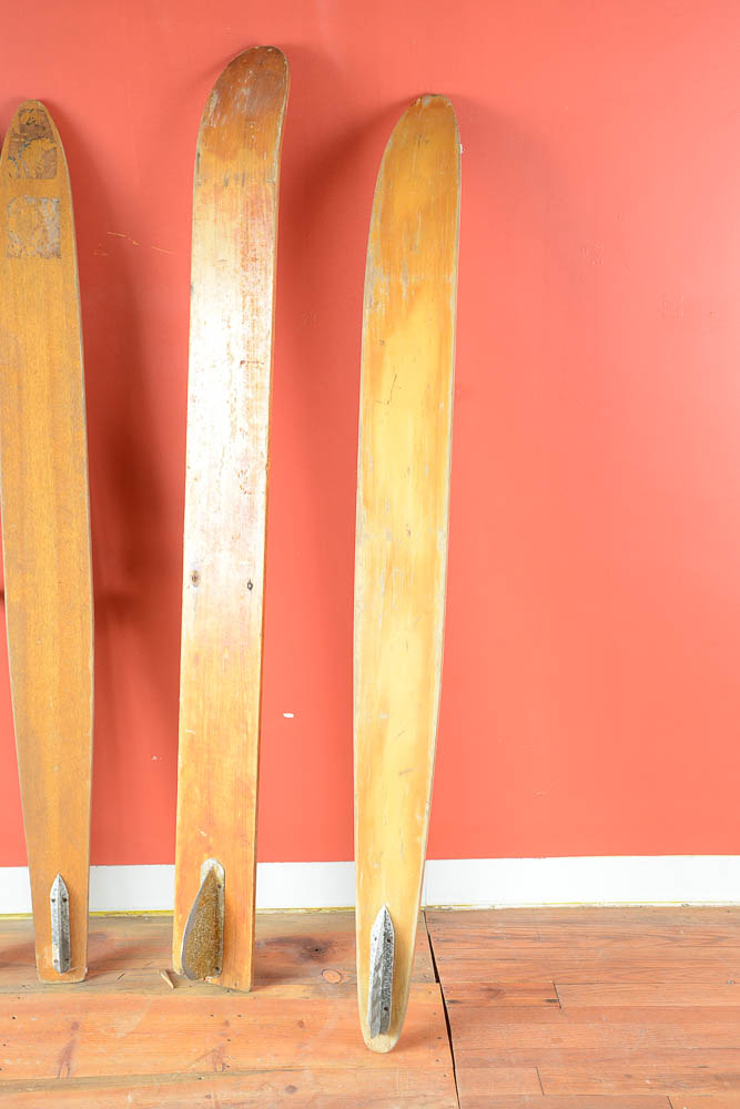 Group of Vintage Wooden Water Skis