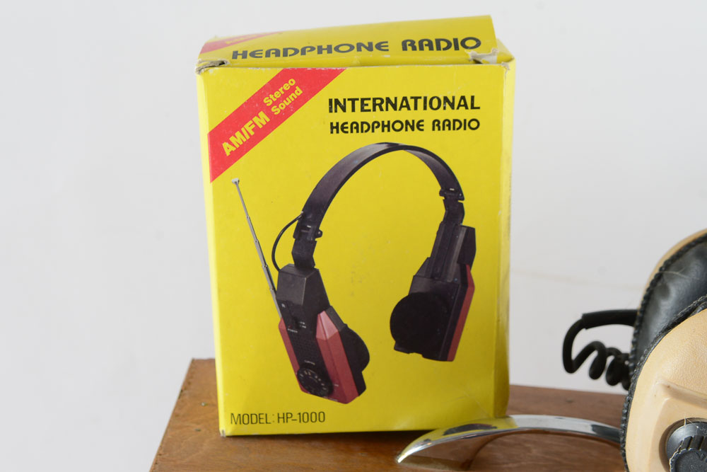 Pair of Vintage Speakers and Headphones