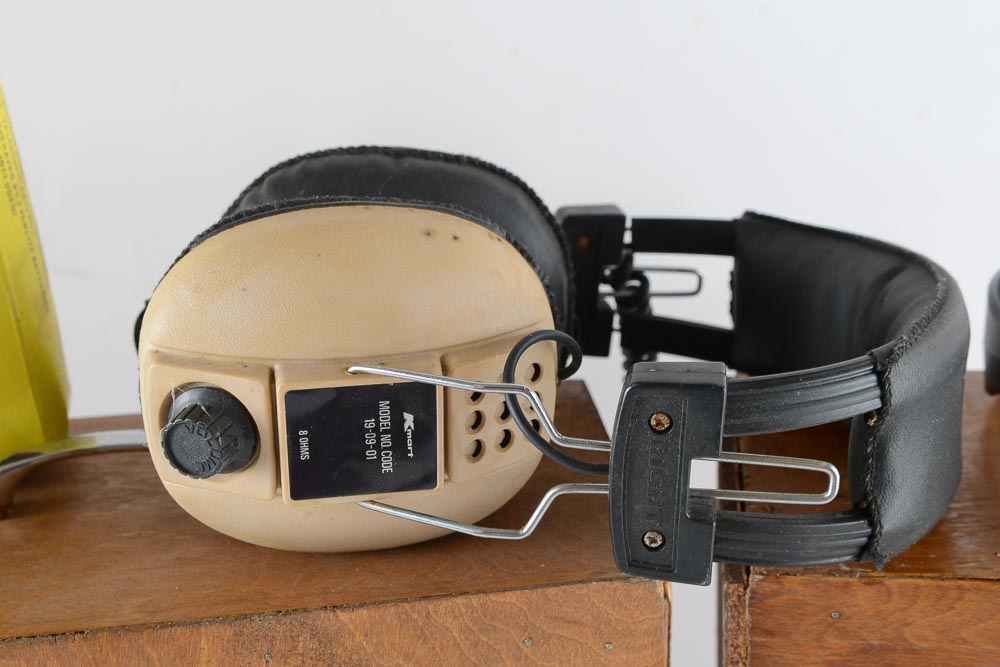 Pair of Vintage Speakers and Headphones