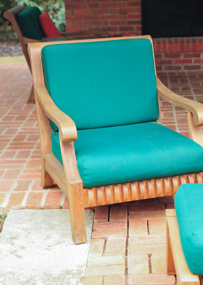 Smith and Hawken Avignon Teak Club Chairs and Ottoman