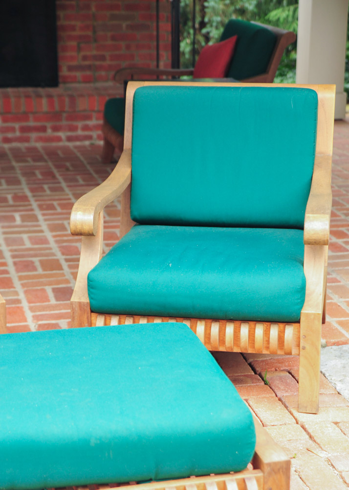 Smith and Hawken Avignon Teak Club Chairs and Ottoman