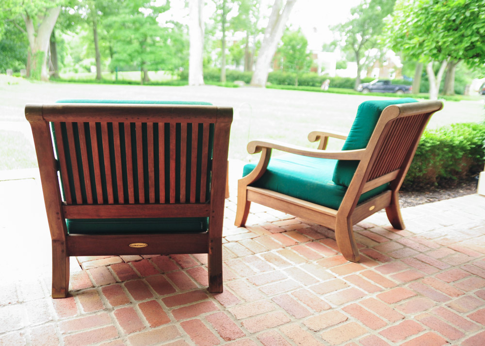 Smith and Hawken Avignon Teak Club Chairs and Ottoman