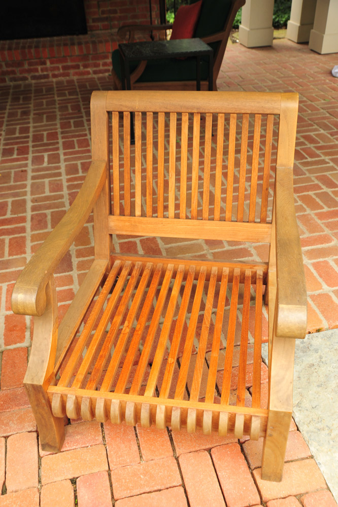 Smith and Hawken Avignon Teak Club Chairs and Ottoman