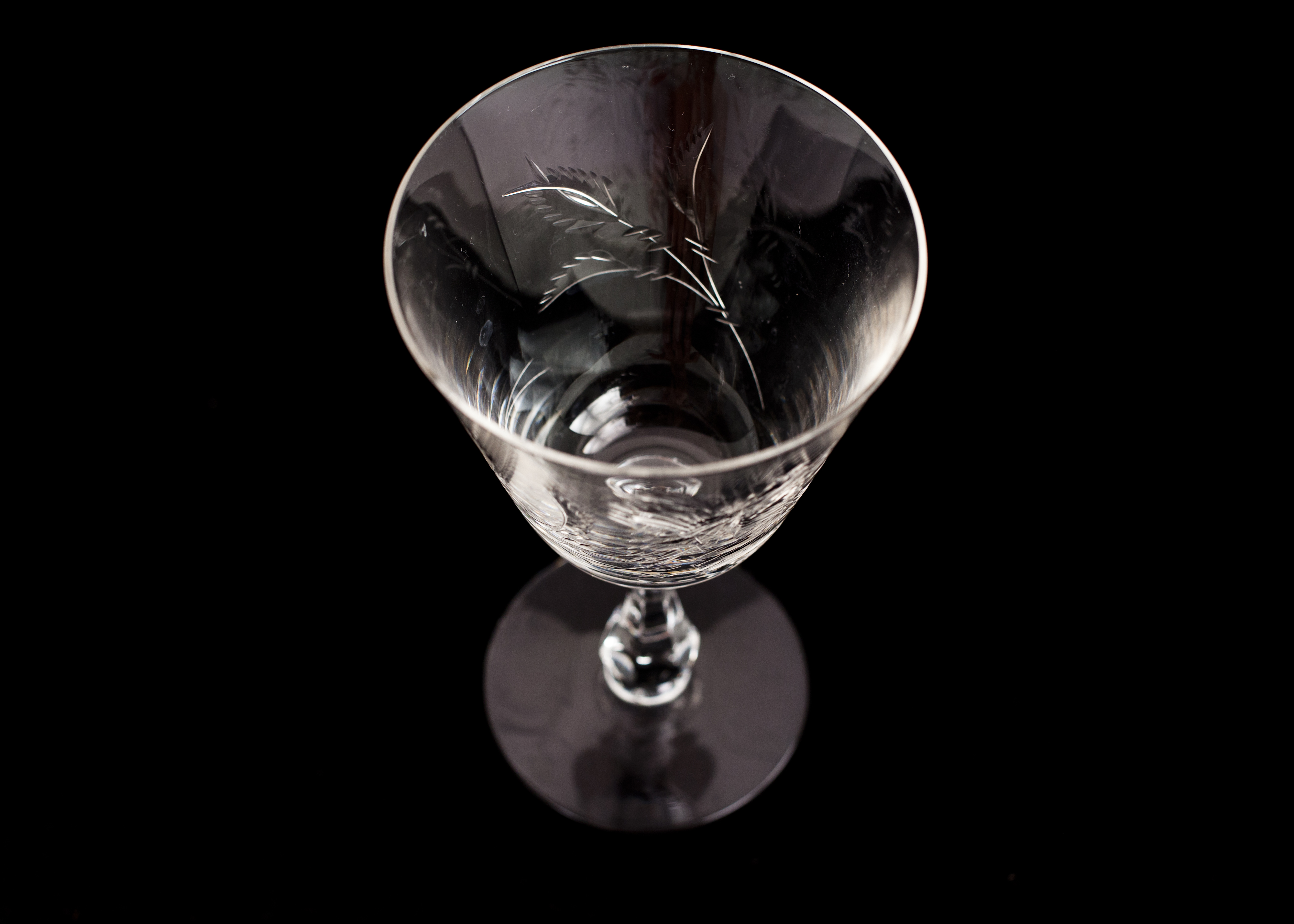 Vintage Etched Floral Champagne and Sherry Glasses