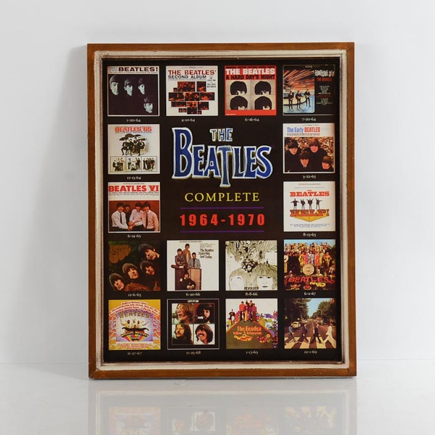Framed "Beatles Complete Albums 1964-1970" Poster