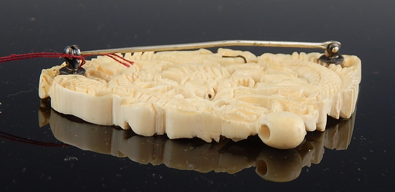 Vintage Carved Ivory Dragon Brooch