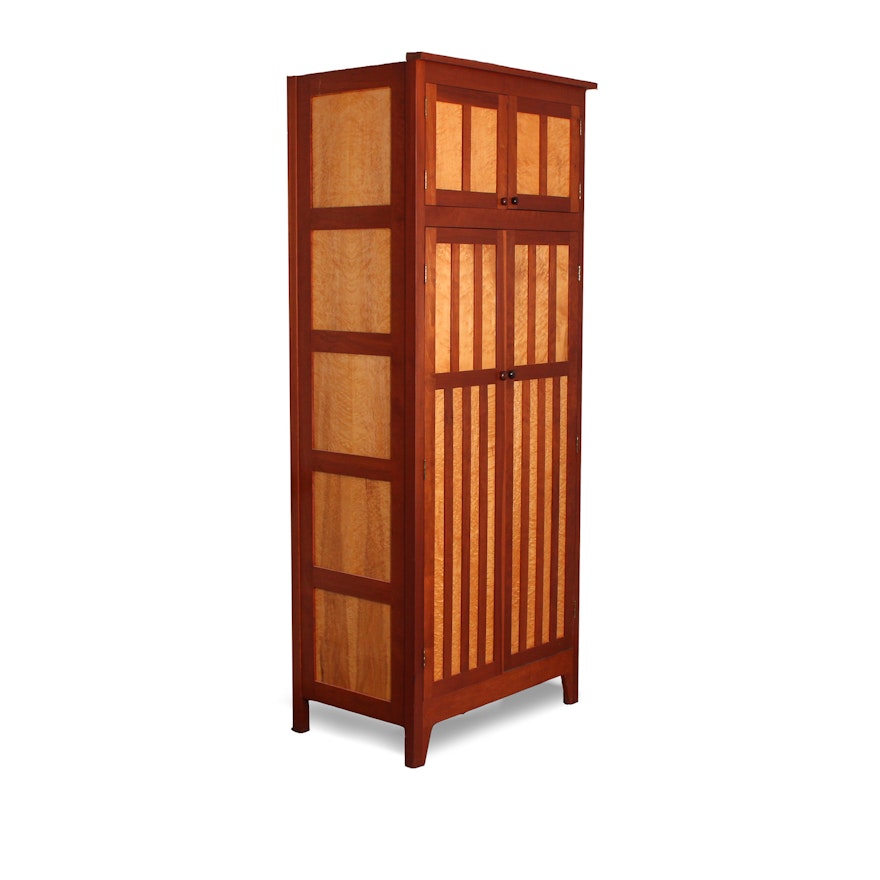 Handmade Mission Style Cherry and Maple Wardrobe