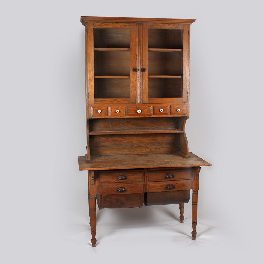 Antique Oak Baker's Cabinet