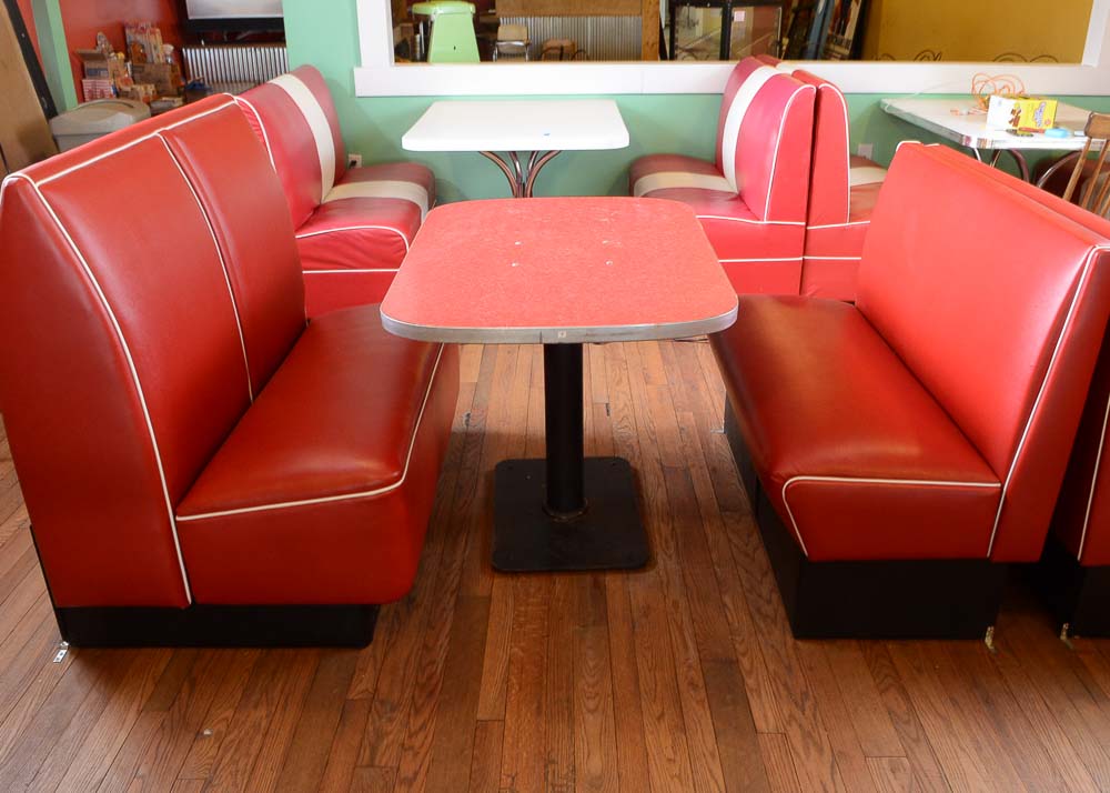 Vintage Restaurant Booth With Table