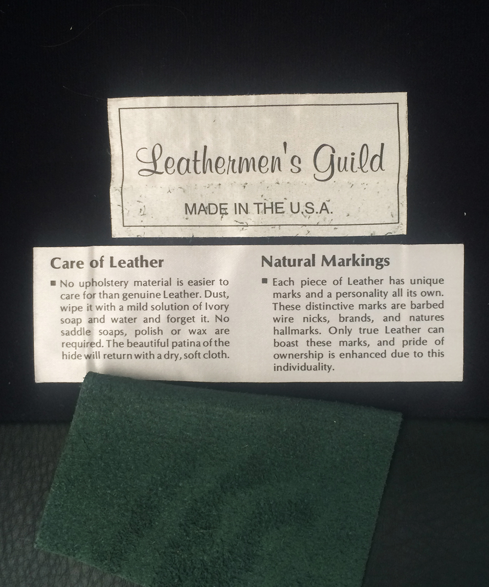 Leathermen's Guild Green Leather Sofa