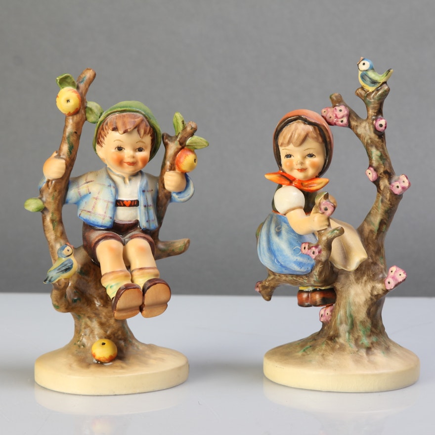 Vintage "Apple Tree Girl" and "Apple Tree Boy" Hummel Figurines