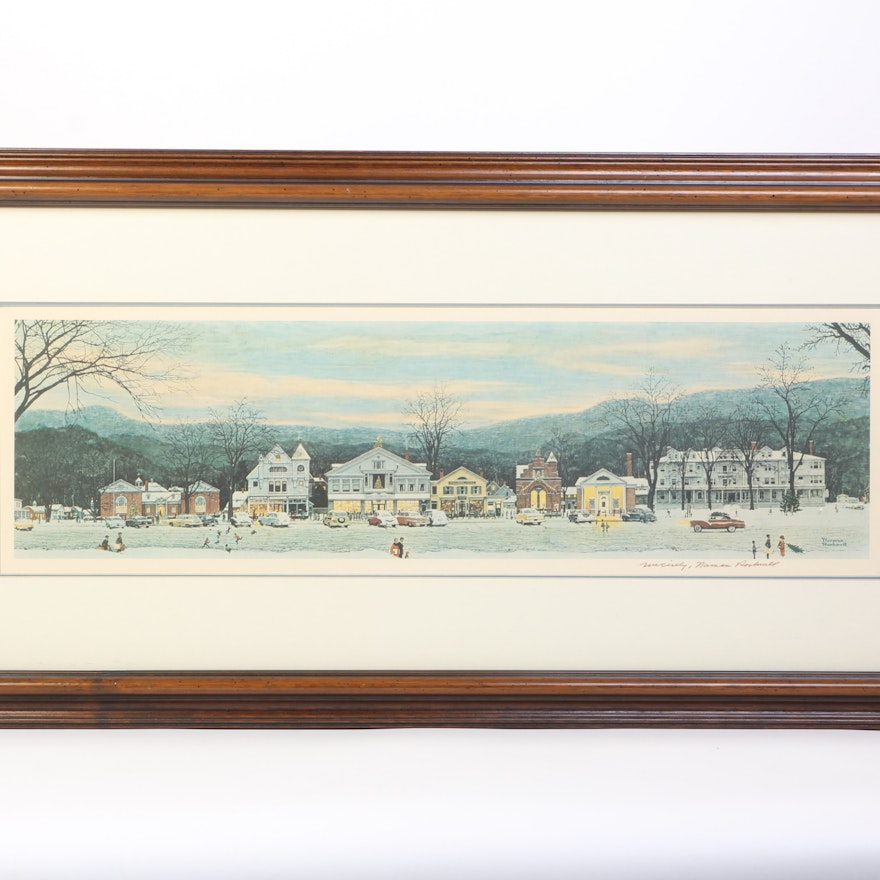Signed Norman Rockwell "Home For Christmas" Offset Lithograph