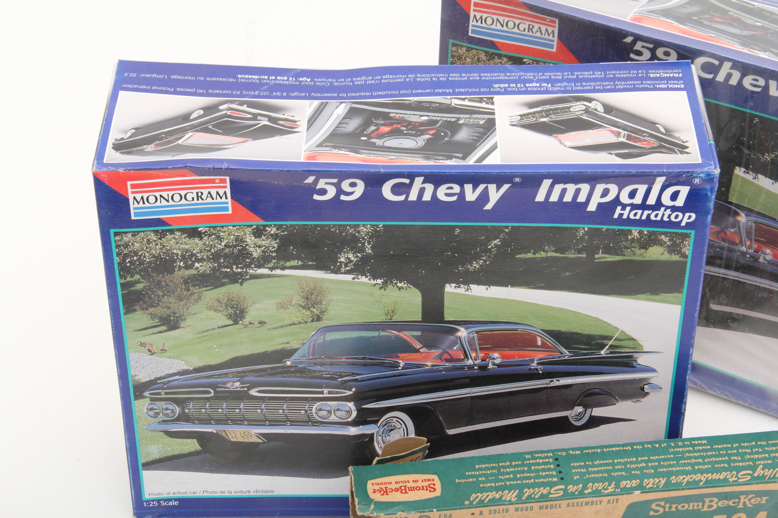 Two 1959 Chevy Impala Monogram Kits and StromBecKer Lockheed Kit