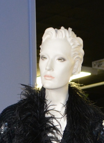 Mannequin with Oleg Cassini Black Sequined Dress