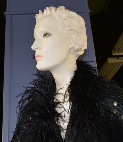 Mannequin with Oleg Cassini Black Sequined Dress