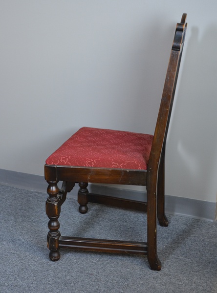 Alms & Doepke Carved Walnut Dining Table and Six Chairs