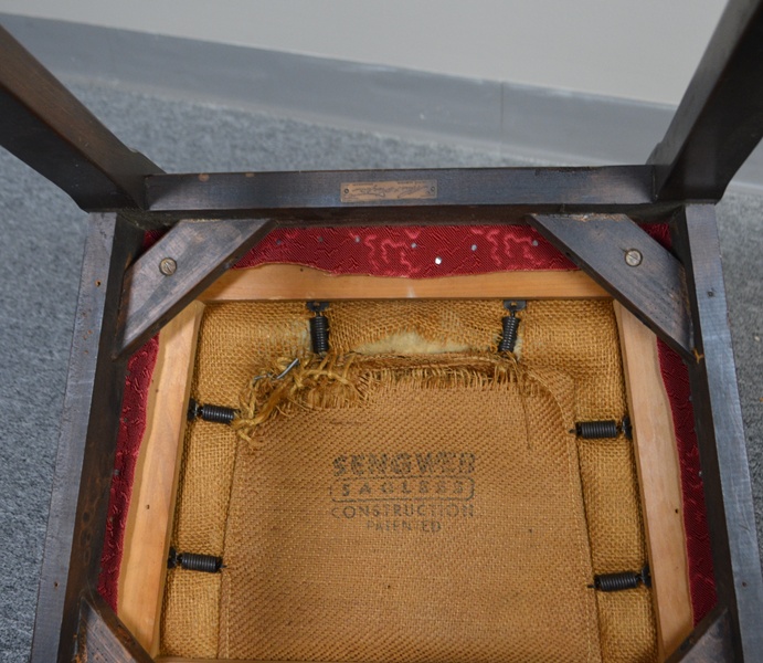 Alms & Doepke Carved Walnut Dining Table and Six Chairs