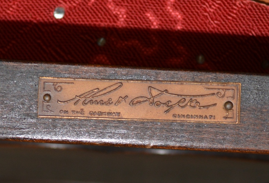 Alms & Doepke Carved Walnut Dining Table and Six Chairs