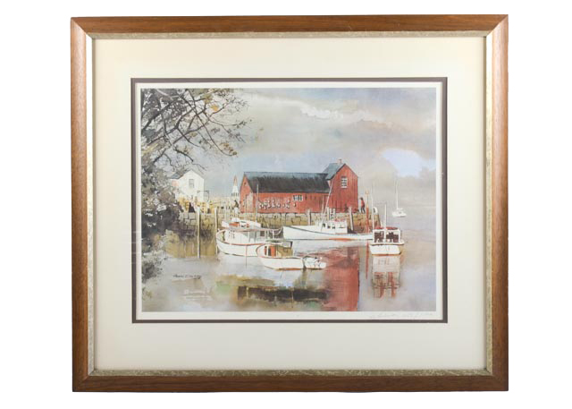 Offset Lithograph 653/1500 of a Harbor Scene by James Colway