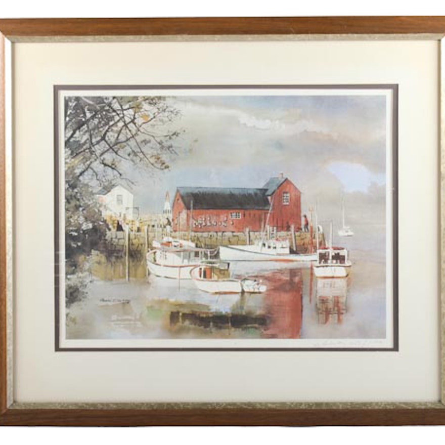 Offset Lithograph 653/1500 of a Harbor Scene by James Colway