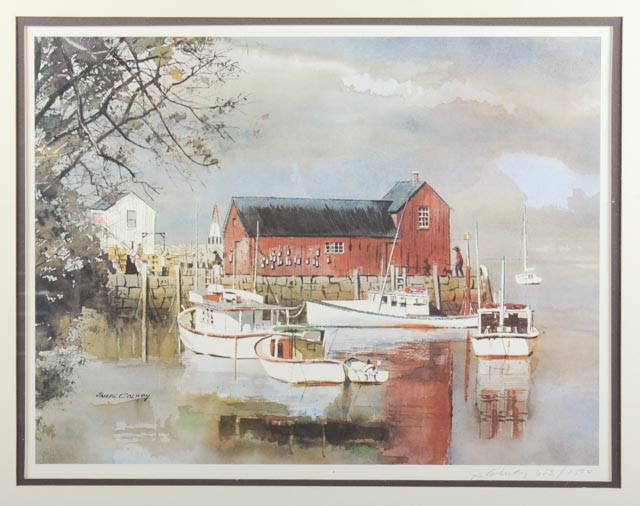 Offset Lithograph 653/1500 of a Harbor Scene by James Colway