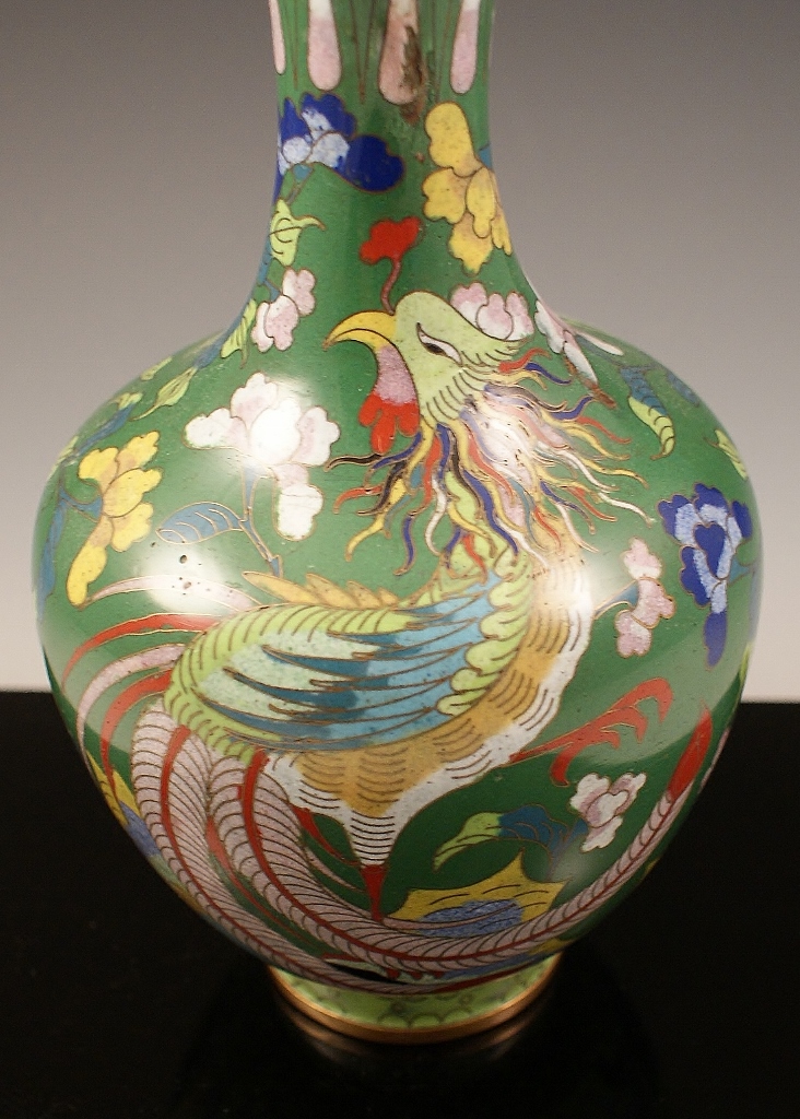 Early 20th Century Chinese Cloisonne Phoenix Vase