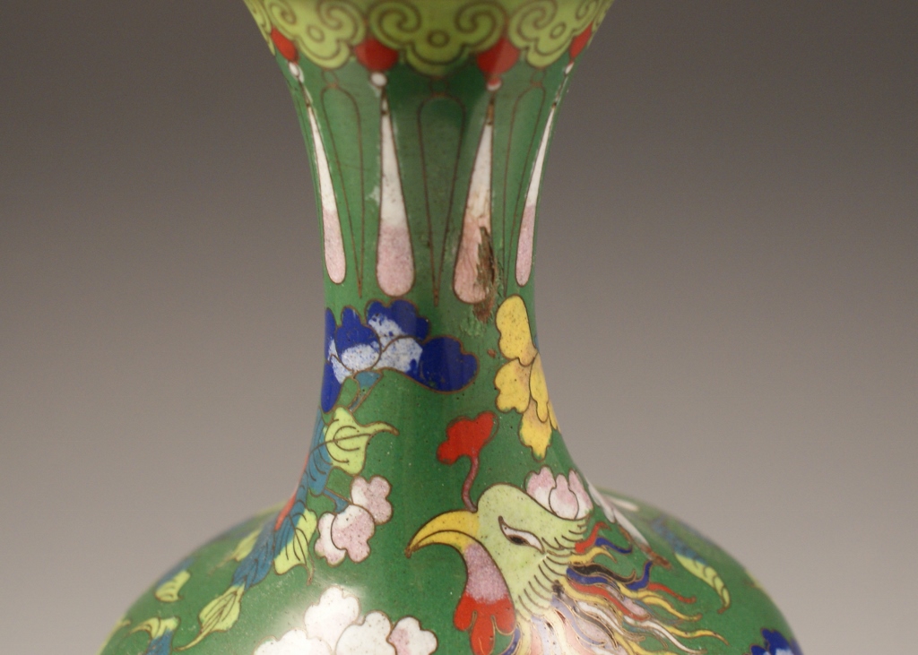 Early 20th Century Chinese Cloisonne Phoenix Vase