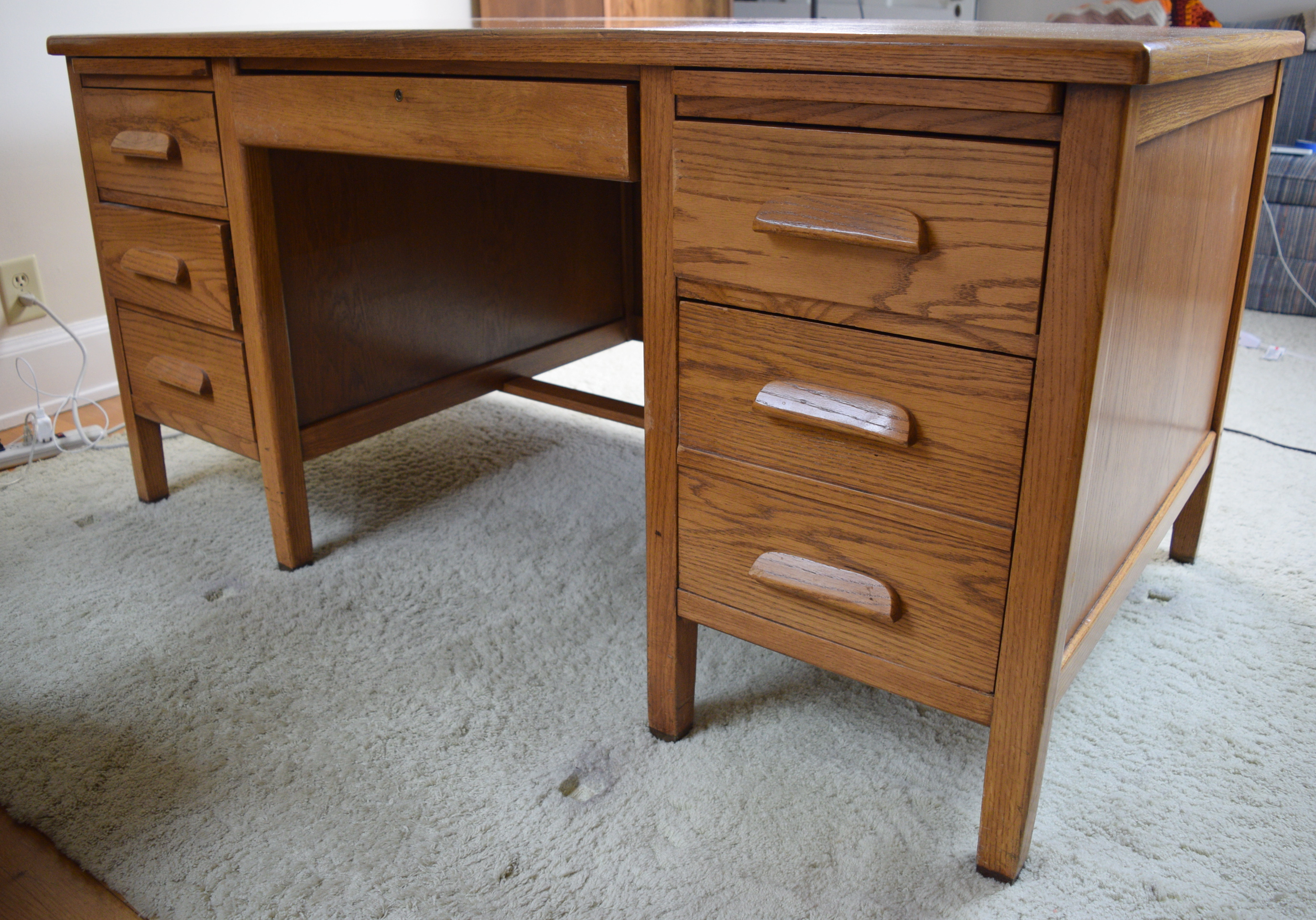 Vintage Oak Desk and Chair
