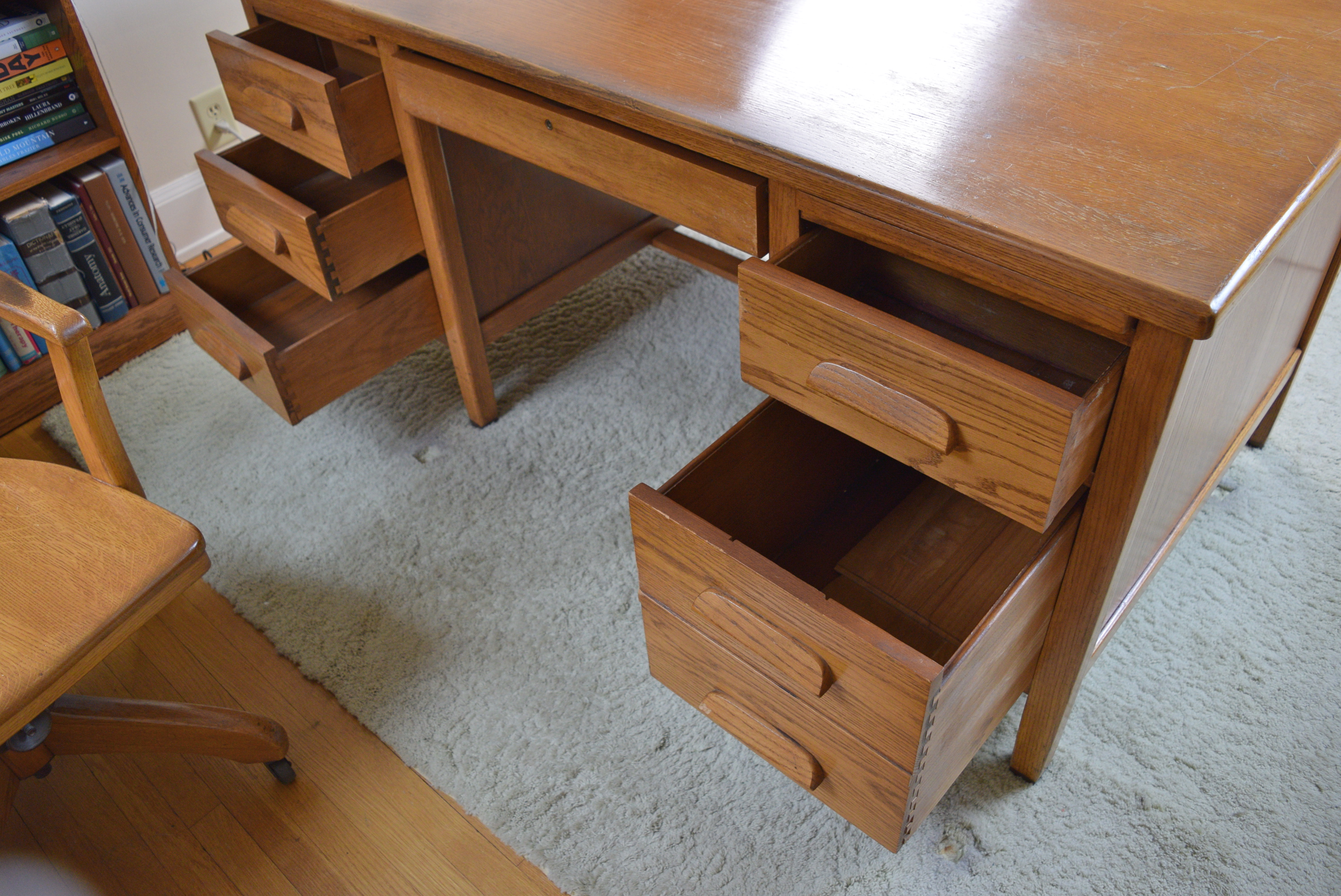 Vintage Oak Desk and Chair