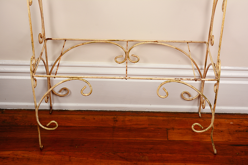 Vintage Painted Wrought Iron Garden Shelf
