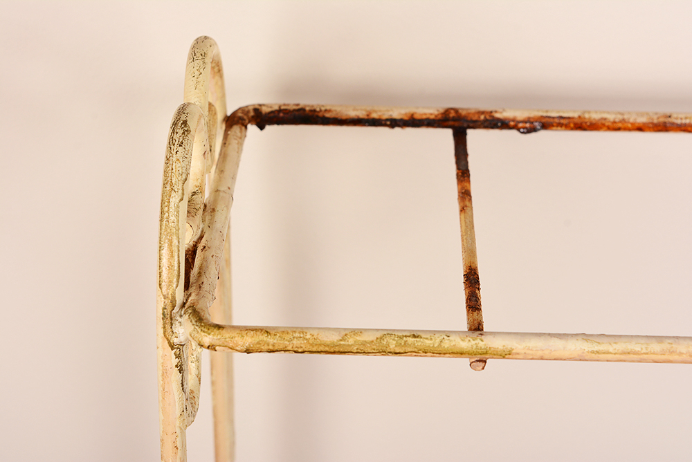 Vintage Painted Wrought Iron Garden Shelf