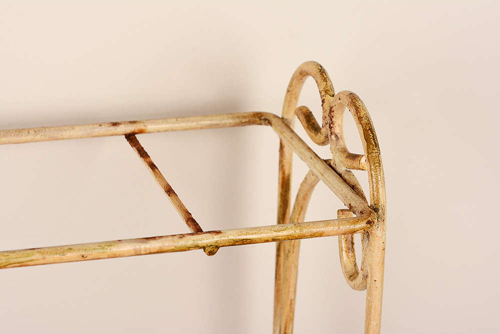 Vintage Painted Wrought Iron Garden Shelf