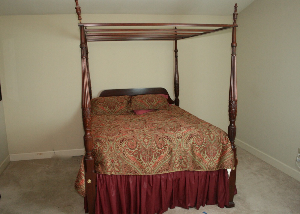Four Poster Rice Carved Canopy Bed