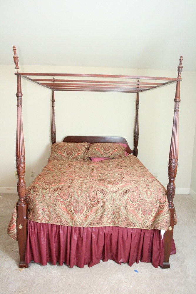 Four Poster Rice Carved Canopy Bed