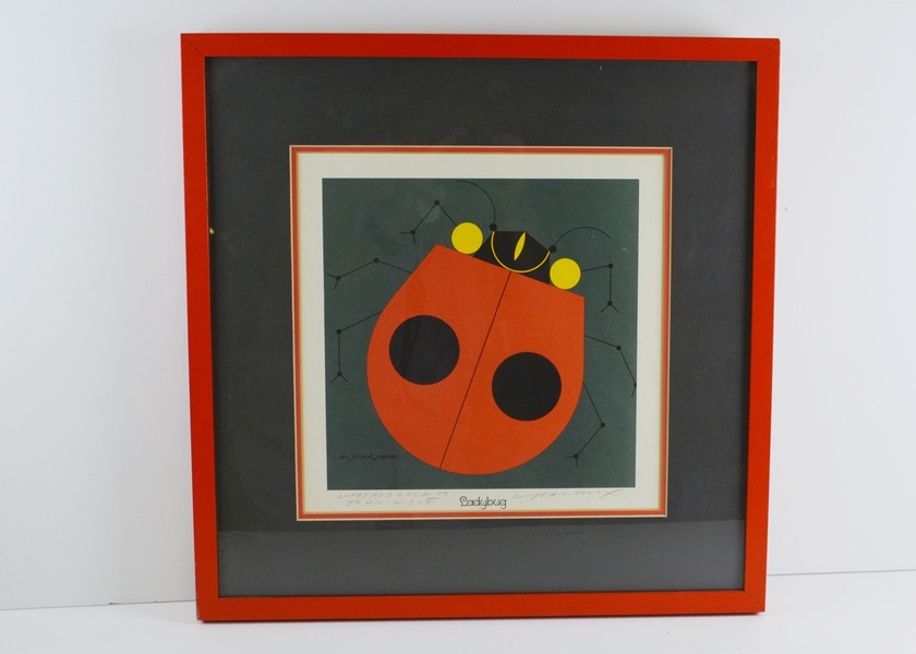 Signed Charley Harper "Ladybug" Offset Lithograph