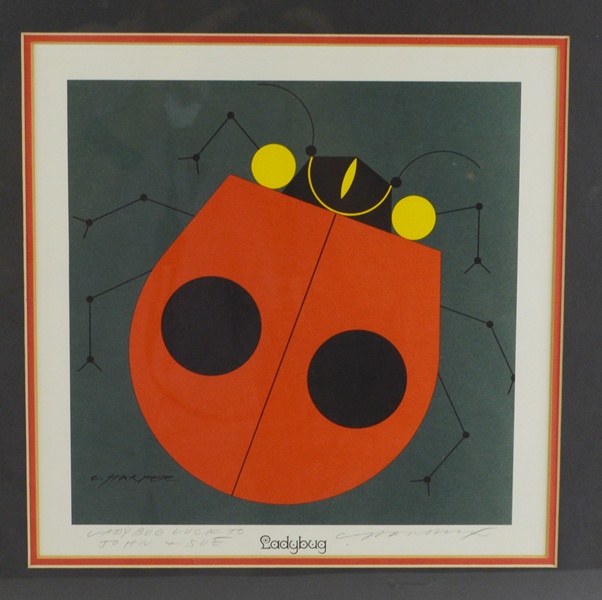 Signed Charley Harper "Ladybug" Offset Lithograph